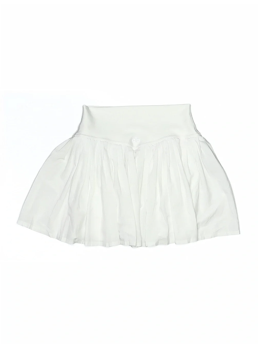 ALO YOGA White Pleated Mini Skirt with Elastic Banded Waist Sz Medium